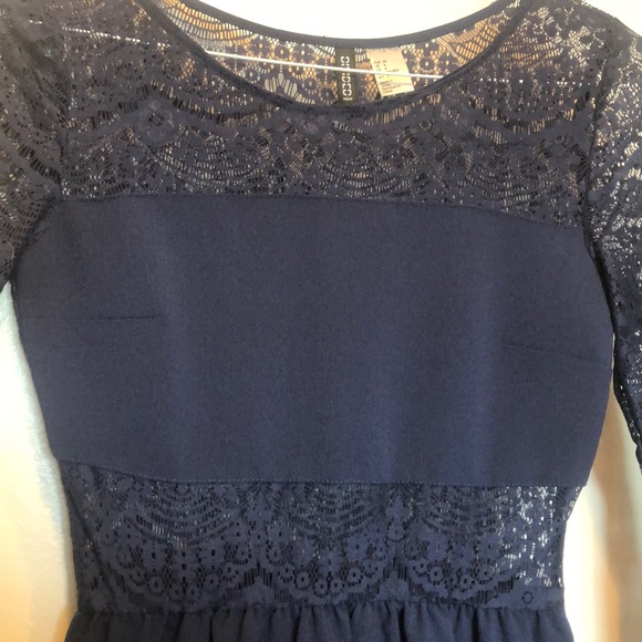 Lace navy blue skater dress - Picture 2 of 5